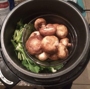 pressure cooker, mushrooms separate from broth